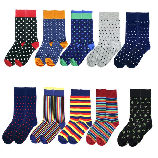 PEONFLY Classical Colorful Men's Combed Cotton Socks High Quality Happy Business Socks Long Tube Wedding Gift socks for Man