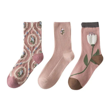 Spring and summer embroidered women's socks