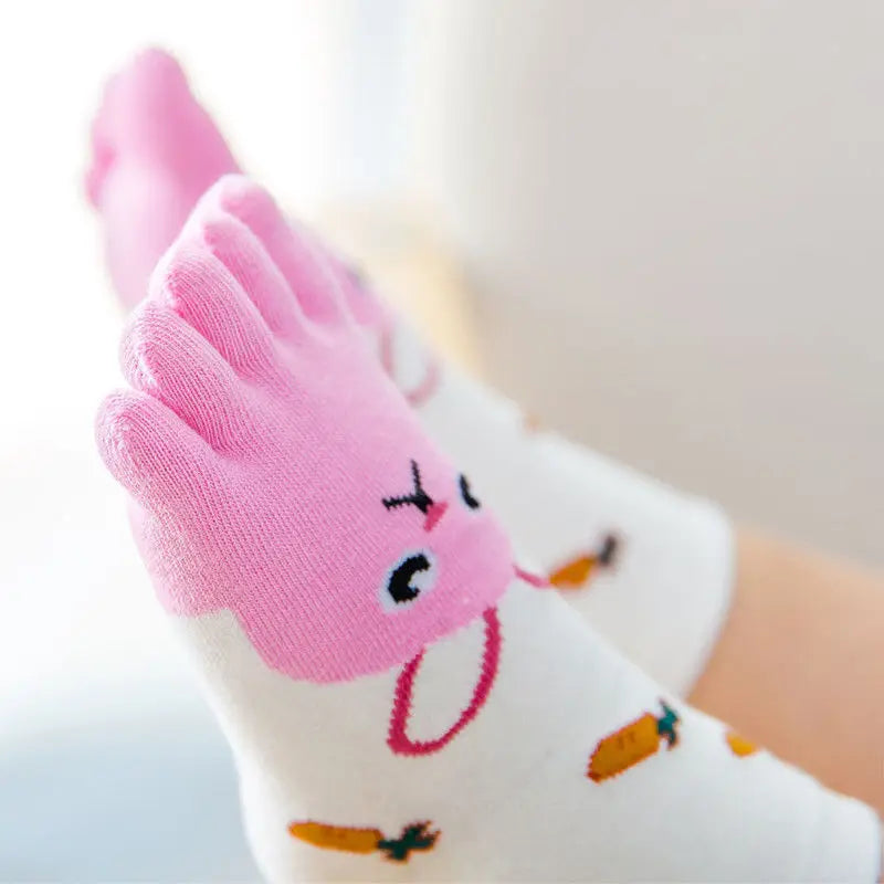 1pair Animal Cartoon Five Fingers Sock Hosiery Toe Socks Toddler Kids Baby Girls Boys Winter Cotton Socks Cute Socks