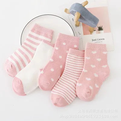 5Pairs Baby Socks Newborn Baby Boy Socks 0-6Years Kids Pure Cotton Animal Design Fadeless Soft Children's Socks for Girls