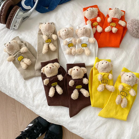 Cute bear three-dimensional doll socks